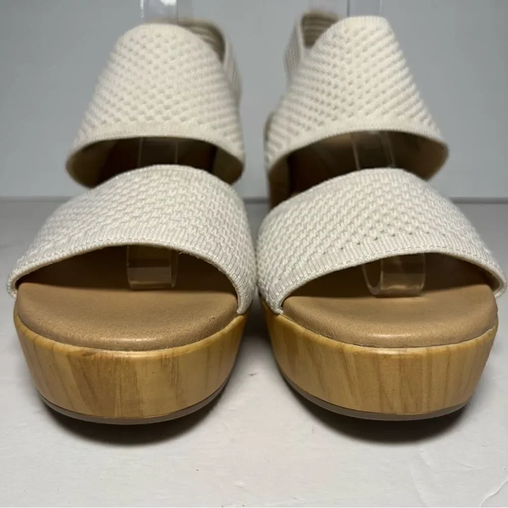 Dr. Scholls Womens Becca Wooden‎ Platform Slingback Sandals in Tofu White 10M
